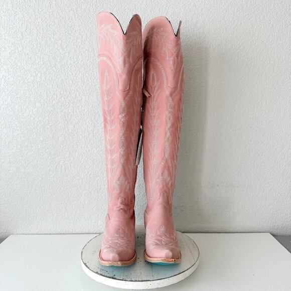 Lane LEXINGTON Over the Knee Womens Cowboy Boots 7 Pink Western Cowgirl Lace up - Picture 7 of 14